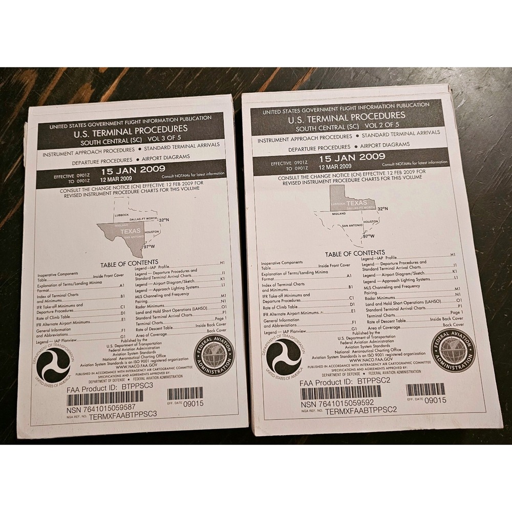 FAA US Terminal Procedures South Central SC Vol 2 & 3 Texas 2009 Aviation Manual